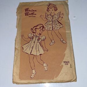 Vtg late 40s/early 50s Marian Martin little girl dress pattern